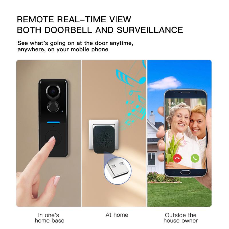 2026 Audio Intercom Night Vision Home Visual Door Bell Motion Detection Wireless Smart Doorbell Camera Two-way Video Call