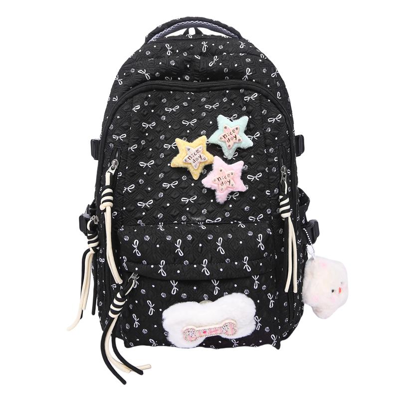 

Мультяшный рюкзак женский с бантом легкий рюкзак студенческий школьный чёрный