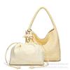 Gun with champagne woven bag tote bag large capacity underarm shoulder large bag handbag bucket bag