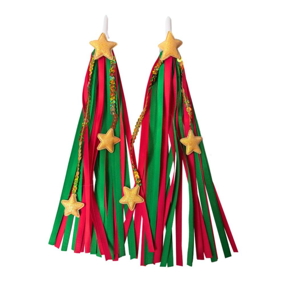 1pair Colorful Bike Tassels Ribbon Style Scooter Tassels Sparkly Handlebar Streamers  Scooter