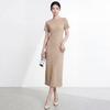 Women's Miyakeme Series Corn Grain Pleated Long Dress – High-Grade Texture