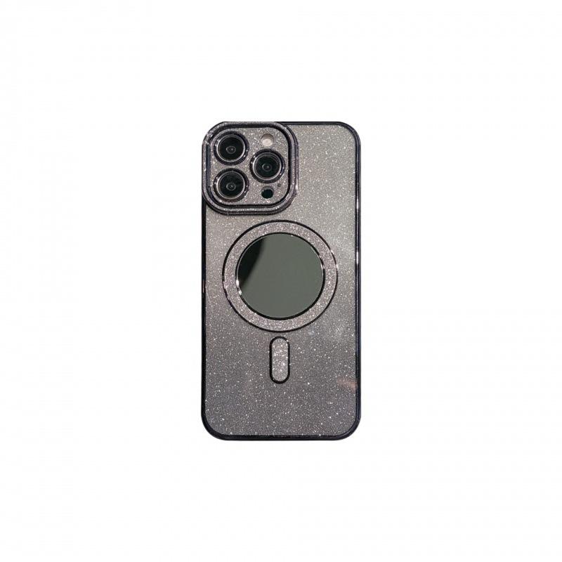 New Apple 16 mobile phone case iPhone15promax electroplated flash diamond lens 14 mirror glitter magnetic suction soft cover