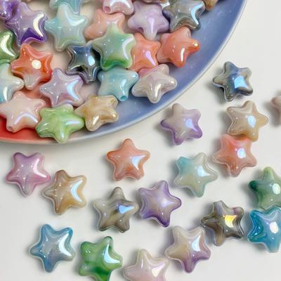 5 יחידות UV דו-צבעי גרדיאנט הילה צבע חרוזי כוכב מחומש חומר חרוזים שרשרת לטלפון נייד DIY עגילי אביזרי תלייה