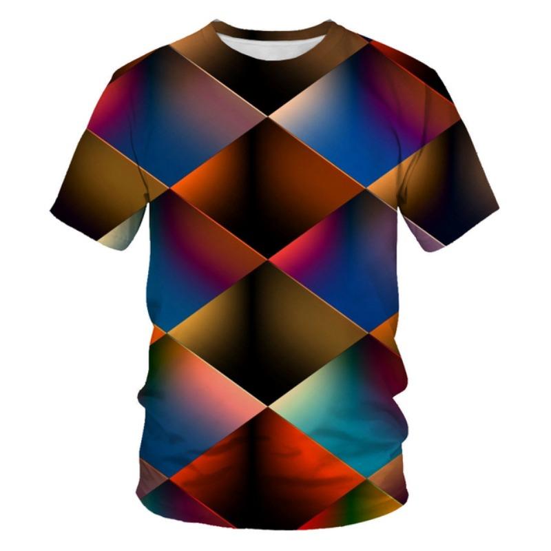 Summer Fashion Colour Light Spectrum Men T-shirt New Casual Printing Fun Tees Trend Personality Leisure O-neck Short Sleeve Tops