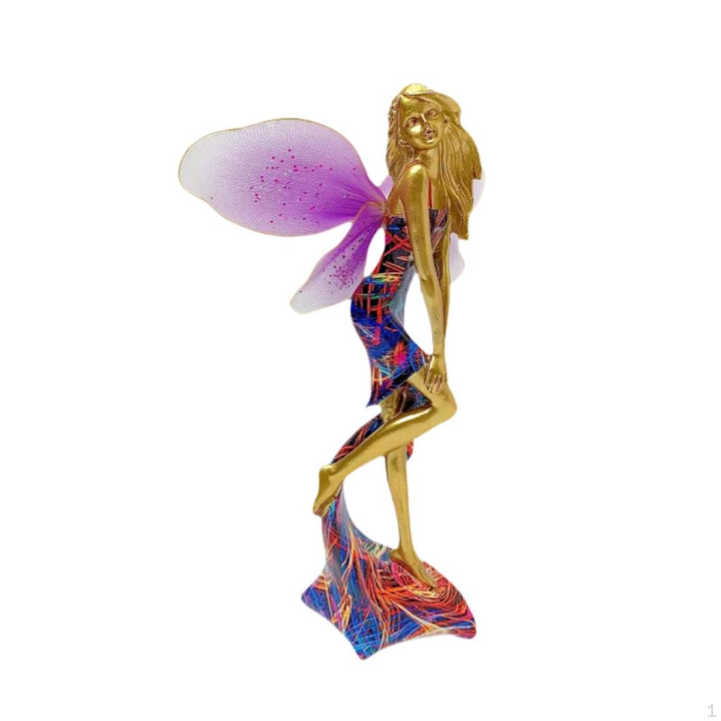 Fairy Garden Resin Figurine ,Girl Statue, Desktop Ornament, Decorative Cute Butterfly Elf Decor
