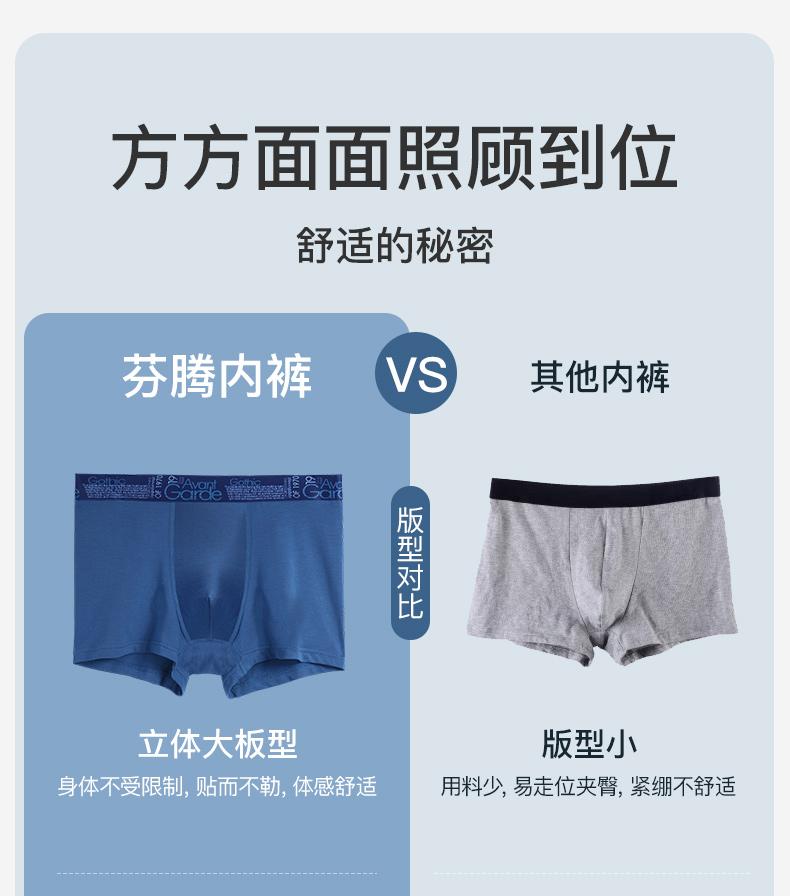 Fenteng 10A Antibacterial Crotch 3-Pack Soft Elastic Cotton Large Space Bag Men's Underwear