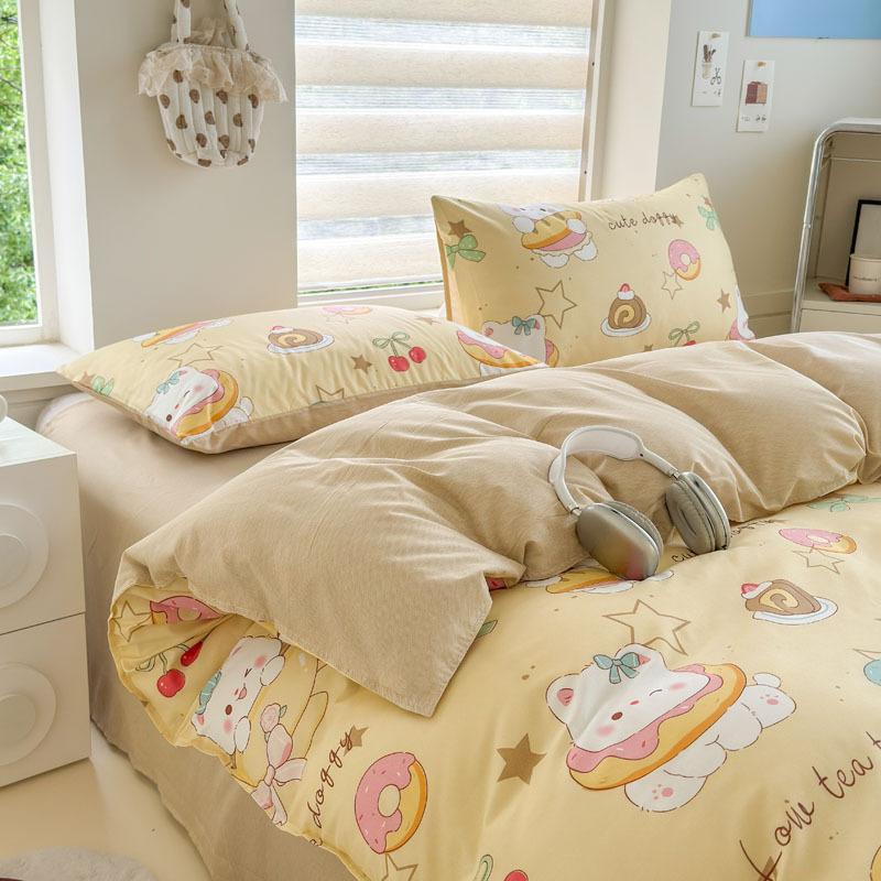Small Fresh Four-piece Bed Sheet Set Quilt Cover Set Single Dormitory Three-piece Set Skin-friendly and Comfortable Bedding