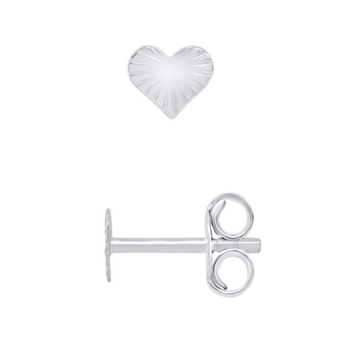LÉA & ARTHUR - Boucles d'Oreilles Enfants Motifs CŒUR RAYON Argent 925 Millièmes Rhodié - Système Poussettes