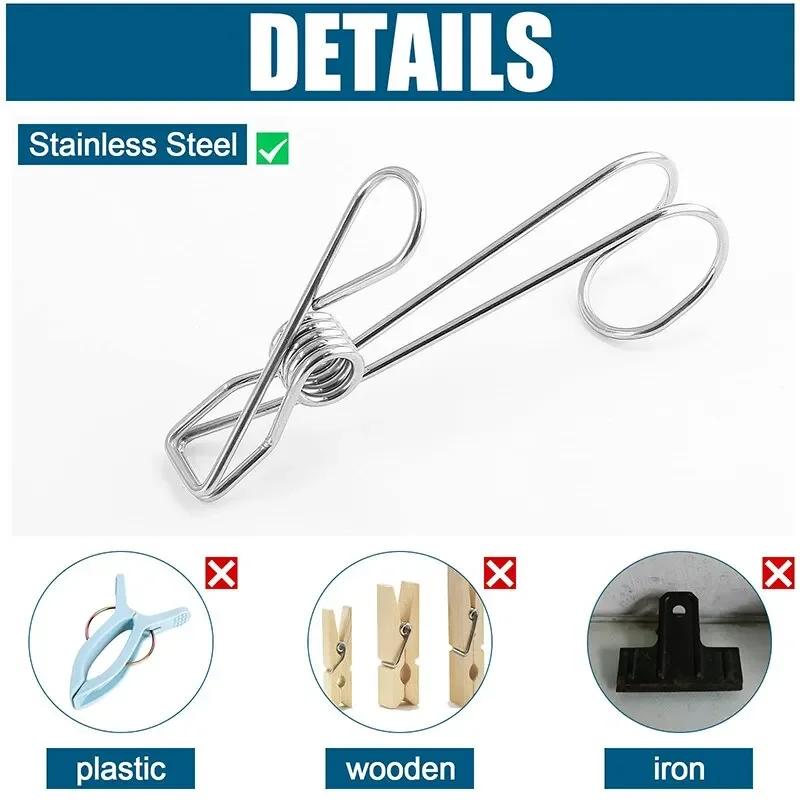 Clothespins Stainless Steel Clips Clothes Pegs Household Washing Hang Laundry Metal Home Storage Tool 6/12Pcs Clothes Pegs