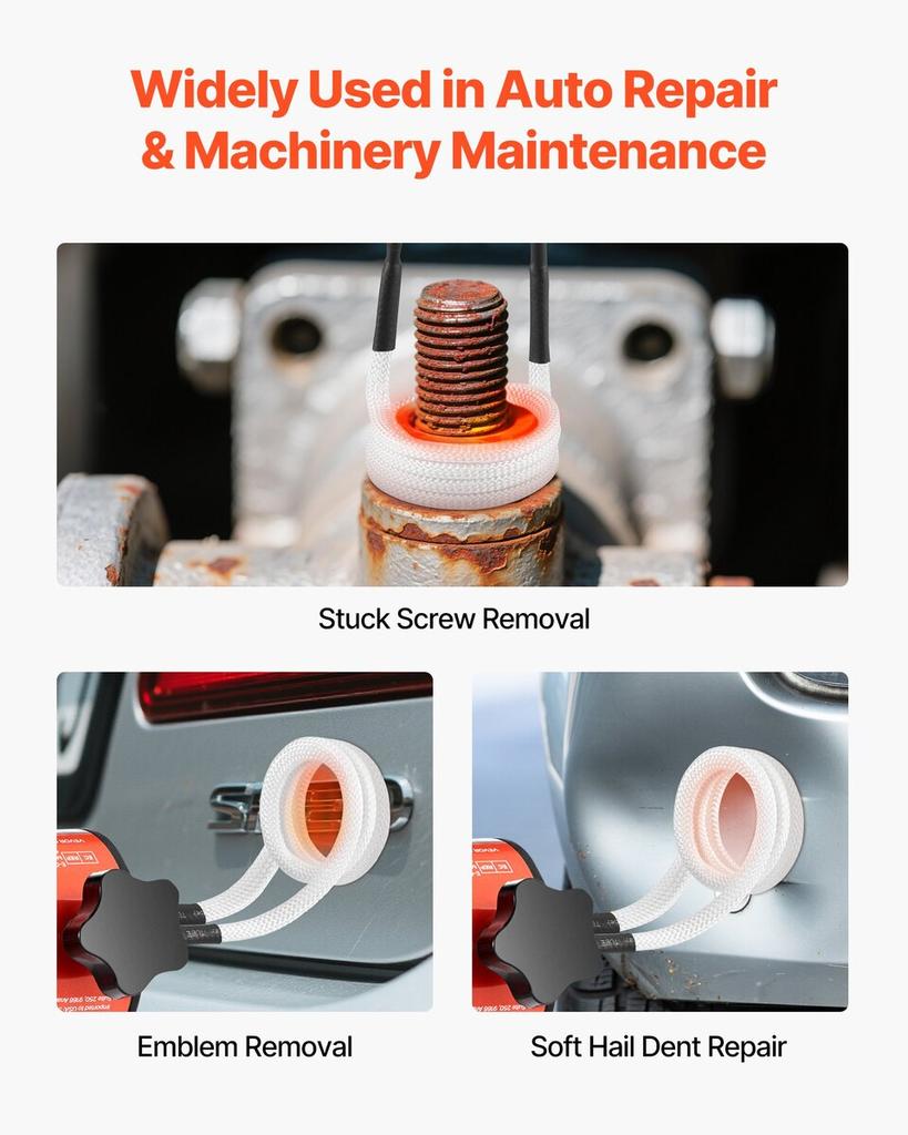 Induktionserhitzer Schraubenentfernung, 1500W 230V Magnetischer Induktionserhitzer Kit, Handheld Mutterknacker Werkzeug, Mini Heizmaschine zum Entfernen von Rostigen Schrauben, Auto