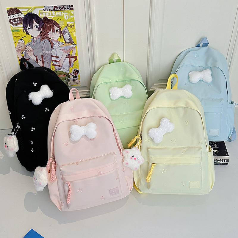 Schoolbag New Japanese Schoolbag Women's Simple Fresh and Versatile Junior High School Students Ins Bow Backpack Casual Backpack