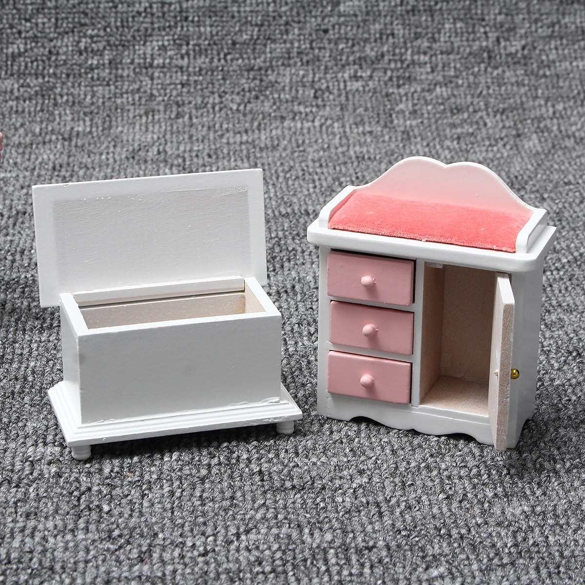 6 шт. / Компл. Деревянный DIY мини кукольный домик мебель для спальни набор игрушек 1/12 — фото 8
