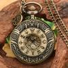 Bronze Vintage 12 Zodiac Constellation Pocket Watch Hollow Center Dial Quartz With Chain Retro Astrology Men Women Pendant Watch