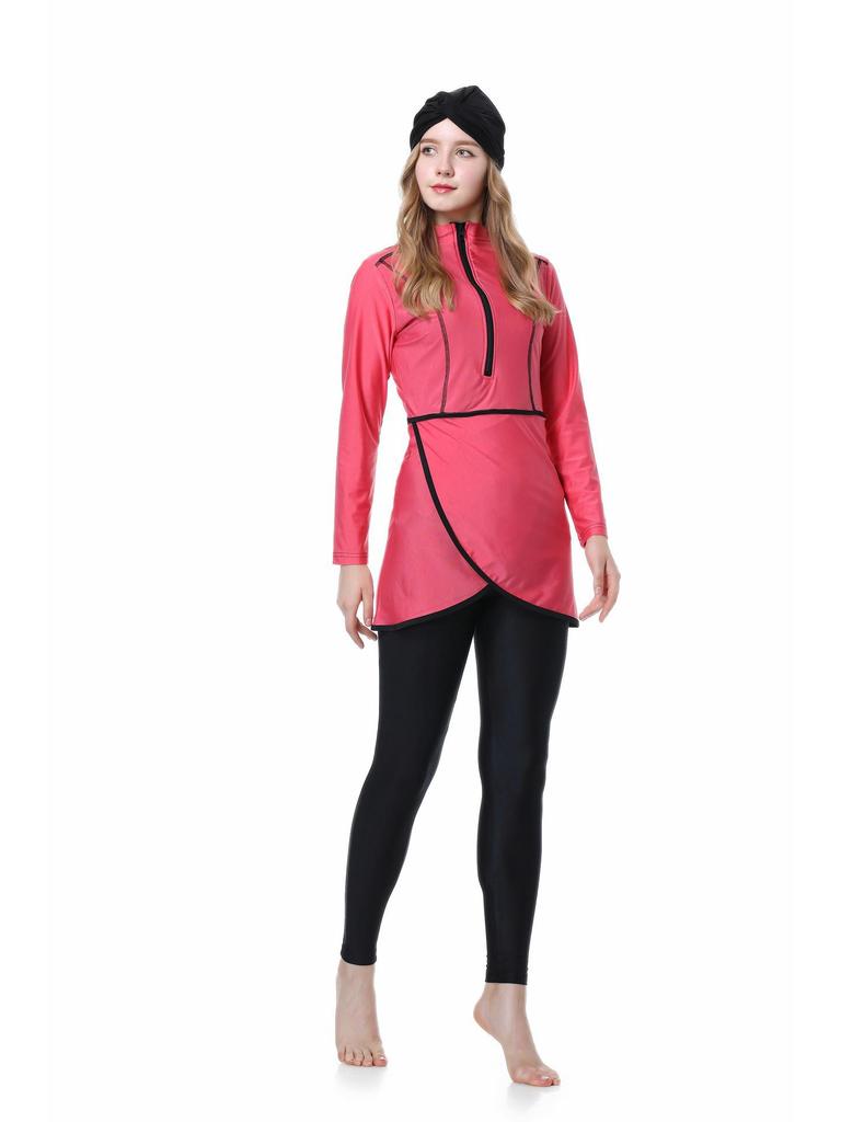 2022 Damen Einfarbig Konservativ Kapuzen-Dreiteiliger Muslimischer Badeanzug