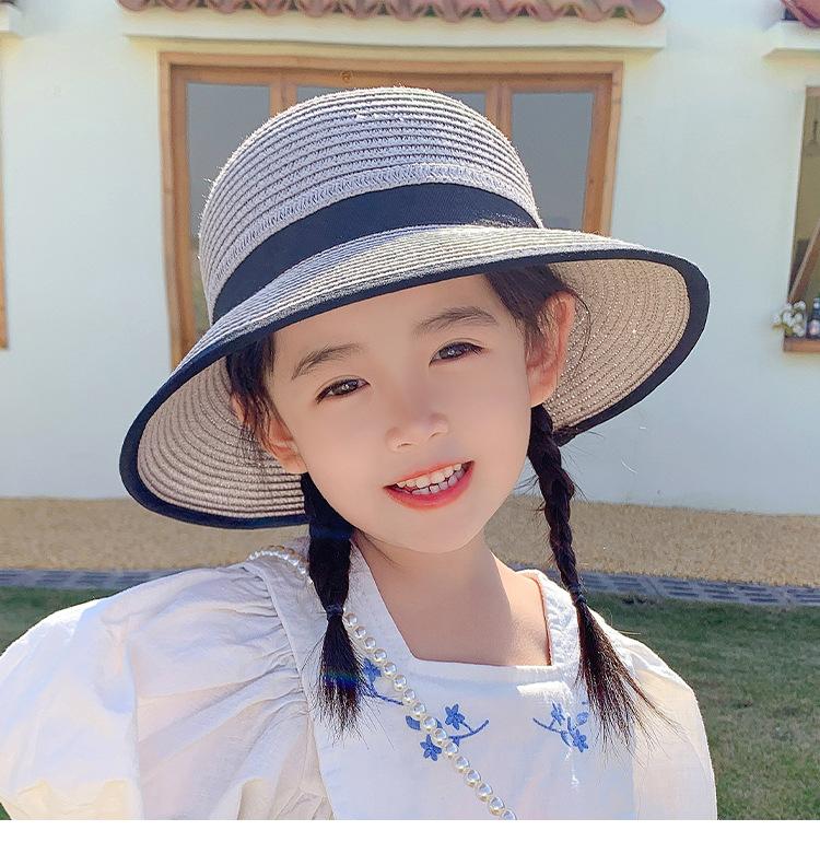 Children's Sunscreen Hat for Spring Travel  Girls In Summer Straw Hat for UV Protection Bowtie Straw Hat
