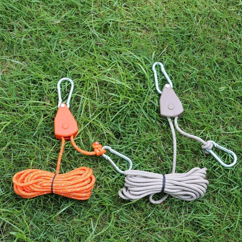 Reflective Camping Pulley Rope Tie Down Rope Hangers Adjusted Tent Guide Rope for Kayak Awnings Tents Hiking Outdoors