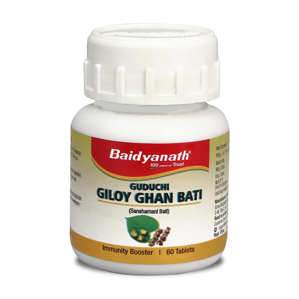Baidyanath Giloy Ghan Bati 60 Tabletten (2er-Pack) | Unterstützt Immunität, Energie, Verdauung & Natürliche Entgiftung | Ayurveda Wellness-Nahrungsergänzungsmittel