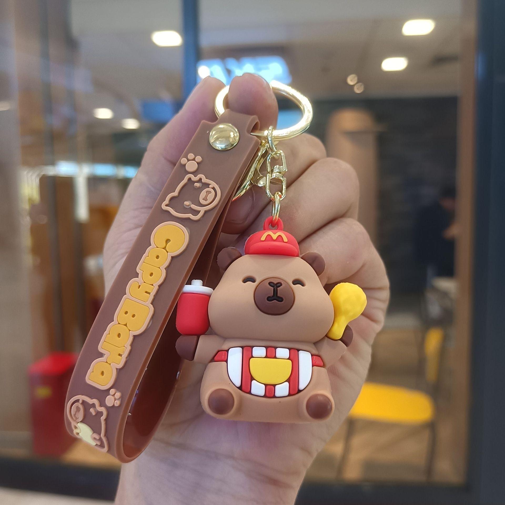 Capibara Keychain Pendant Burger Capybara Three-Dimensional Doll Cute Car Schoolbag Keychain
