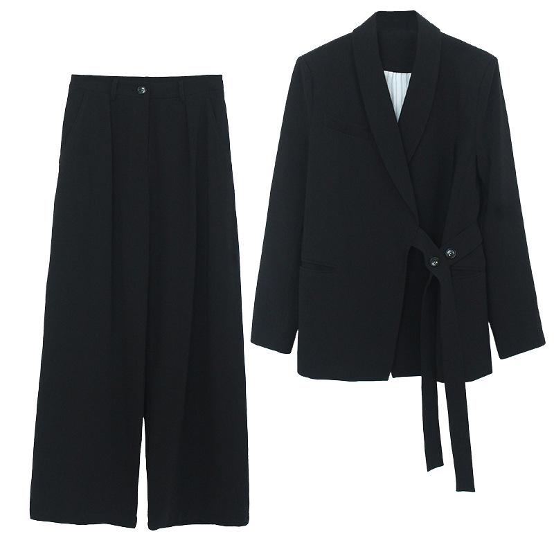 1231 Spring Plus Size Slimming Two-Piece Set: Stylish Age-Reducing Wide-Leg Pants Suit