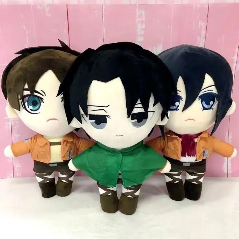 Attack on Titan Plush Toys Levi Ackerman Stuffed Dolls Cartoon Eren Jaeger Plushie Figure Peluche Pillow Kids Christmas Gifts