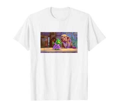 Disney Rapunzel and Pascal Intertwined Chest Logo Painted Style T-Shirt