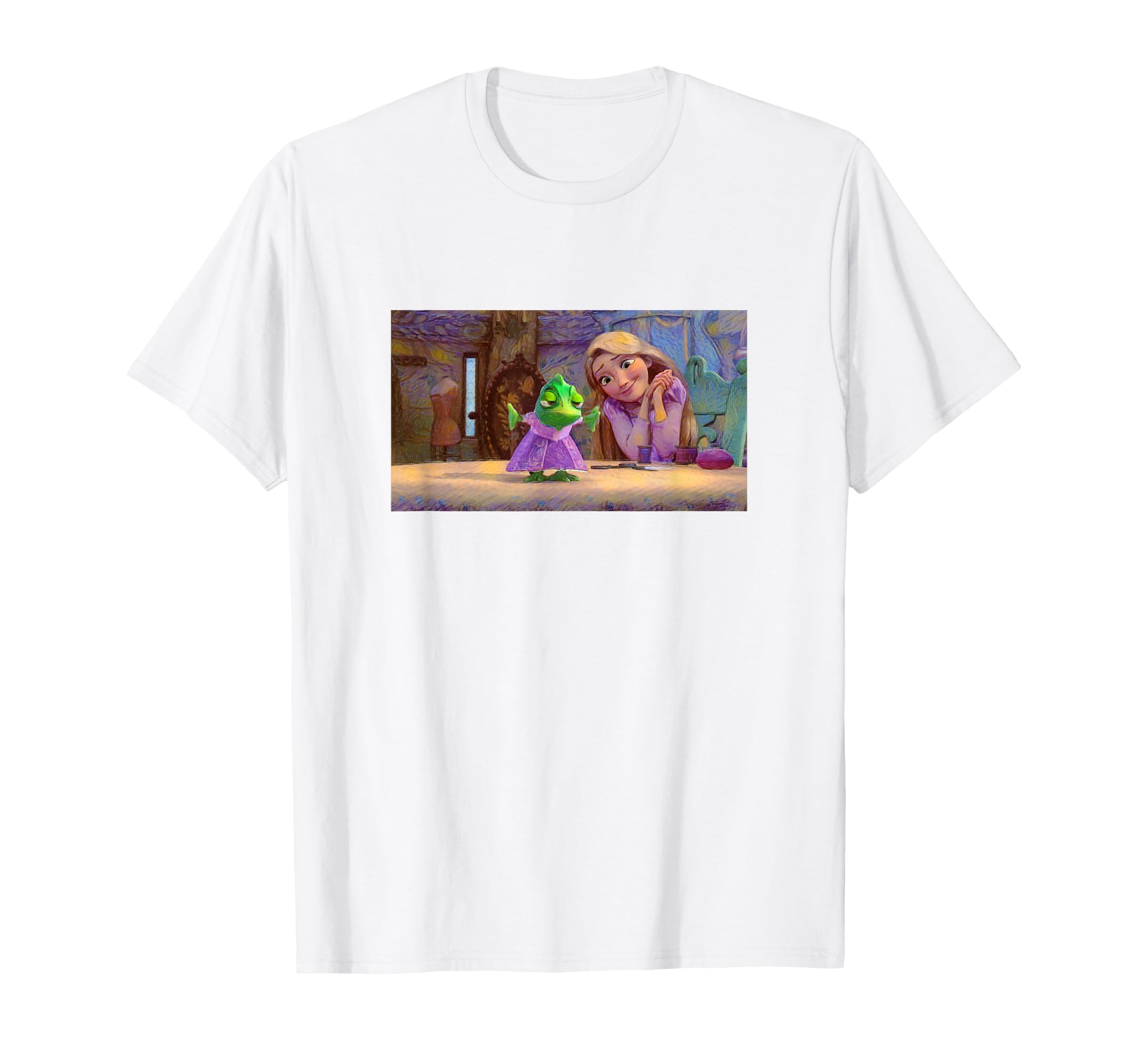 

Disney Rapunzel and Pascal Intertwined Chest Logo Painted Style T-Shirt