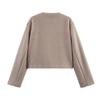 Foreign trade wholesale women's clothing autumn new fashion simple casual versatile button decoration blended round neck short jacket