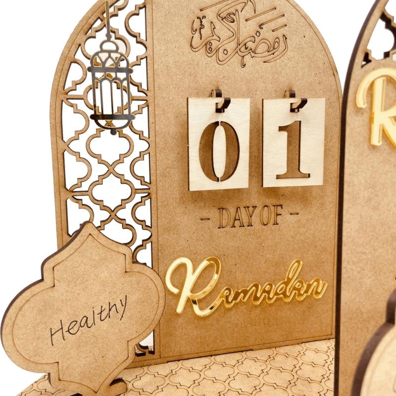 Eid Mubarak Ramadan Countdown Calendar Decorative Crafts Art Ornament for Holiday Festival Party Background