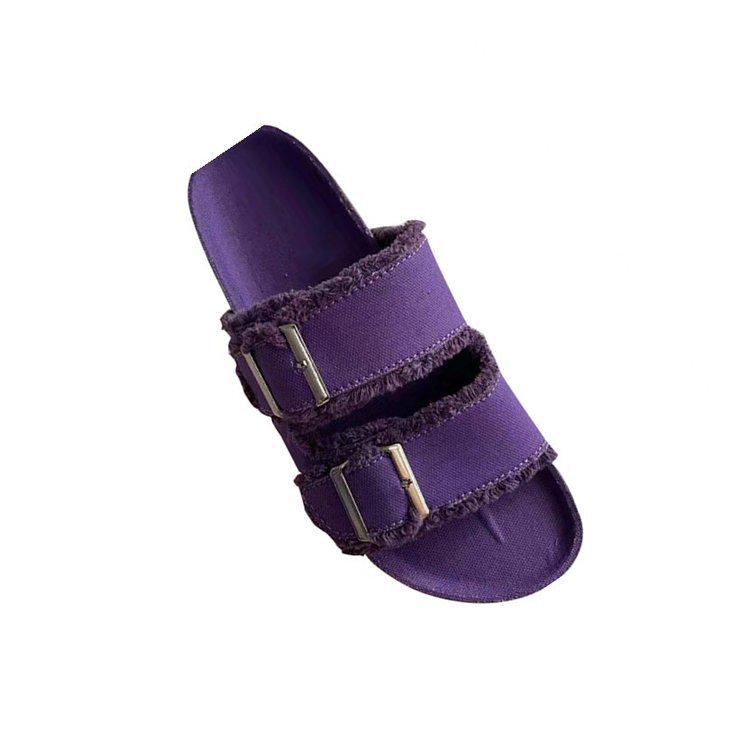 2025 Damen Übergröße Quasten Korksohle Canvas Schnalle Pantoletten