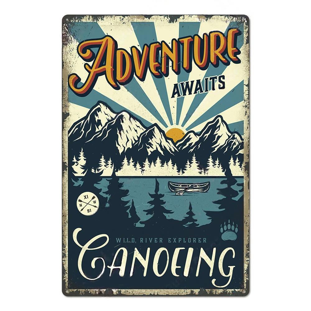 Camping Metal Posters Tin Sign Decor Vintage Plaque Metal Plate Retro Posters Wall Art Decor for Trip