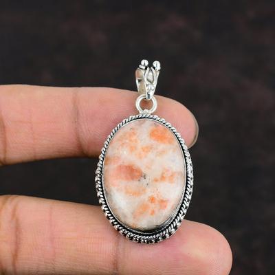 Sunstone Pendant Gemstone Jewelry Dainty Pendant 925 Sterling Silver Pendant Natural Sunstone Jewelry Handmade Boho Pendant Anniversary Gift