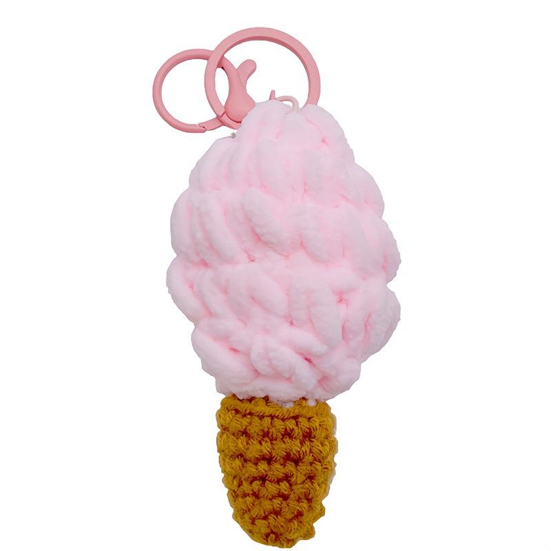 Handmade Woolen Woven Ice Cream Keychain, Simulated Ice Cream Cone Bag, Small Pendant, Cute Hanging Decoration, Small Gift