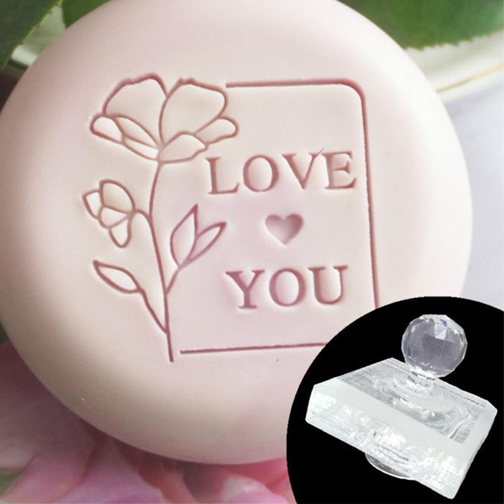 Valentines Day Acrylic Clear Seal Natural Organic Soap Making Tool Accessories Love Heart Pattern Soap Stamp Block
