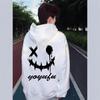 Printed Black Hooded Sweater Mens Latest Winter Youth Plus Velvet Coat In Autumn and Winter