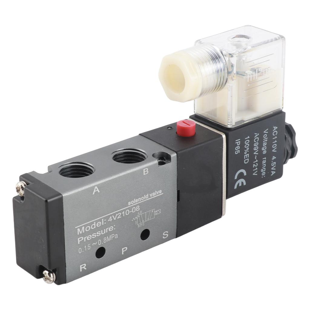 2 Position 5 Way Solenoid Valve Pneumatic Reversing Switch Control Valves G1 4in IntakeAC 110V+  15percent