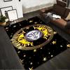Starry Sun and Moon Face Pattern Carpet In Black and Gold Style Suitable for Use As an Anti-slip for Living Room Bedroom Sofas