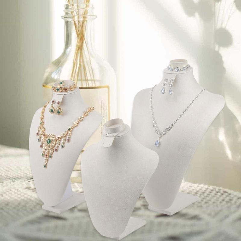 Sturdy Lint Covered Necklace Bust Portable Jewelry Organization Home Accessory Necklace Display Rack Decoration