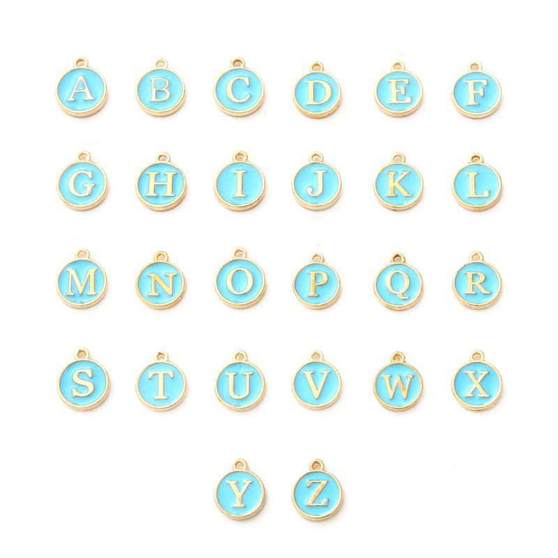 26Pcs A-Z English Letters Alloy Enamel Pendants Number Alphabet Charms For DIY Bracelet Necklace Jewelry Making Accessories