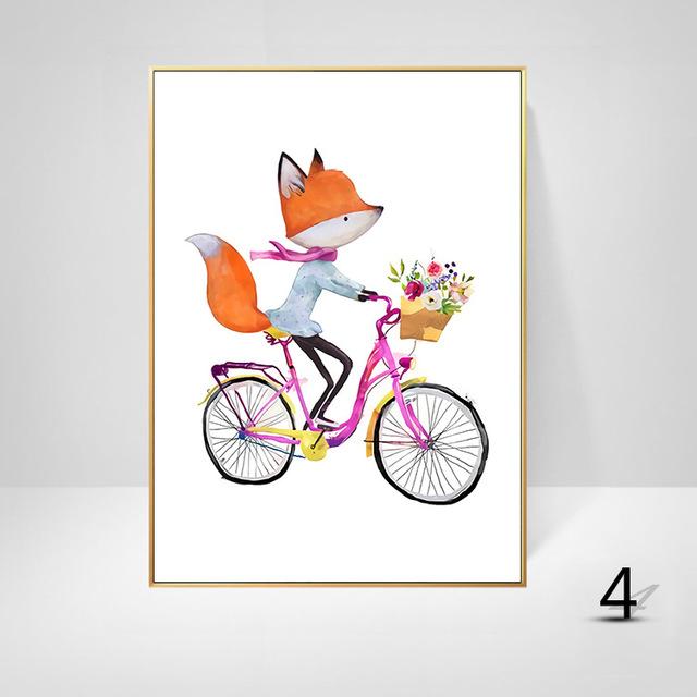 Moderne Cartoon Tier Fuchs Elefant Bär Nordic-Stil Kinderzimmer Dekorative Malerei Hängende Malerei Leinwand Wand Kunst Spielzeug