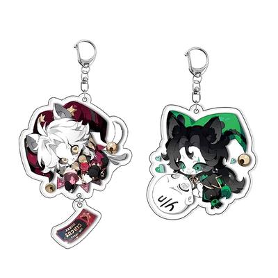 4Pcs Game The Freak Circus Pierrot Harlequin Cosplay Keychain Acrylic Joker Clown Bag Ornament Decoration Props