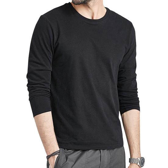 

Мужской топ осень-весна с круглым вырезом и длинными рукавами, однотонный, облегающий, тонкий XXXL чёрный