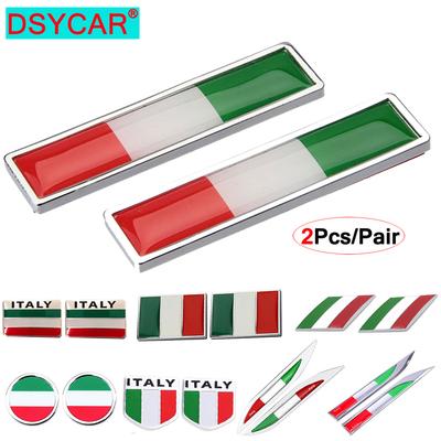 DSYCAR 2Pcs/Pair Car 3D Metal Italy Flag Emblem Badge Decals Sticker Car Exterior Accessories