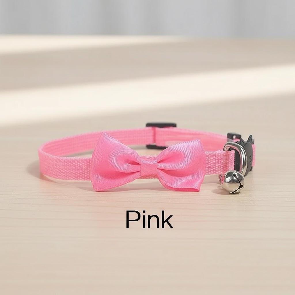 

Nylon Cat Collar with Bow Tie and Bell Stylish Pet Supplies for Your Furry Friend Adjustable Cat Accessories рожевий