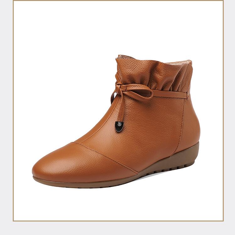 Fashion Women's Autumn Winter New Bow Solid Color Short Boots European American 2024 Fashion Size 34-44 3cm Thick Sole Ankle Boots