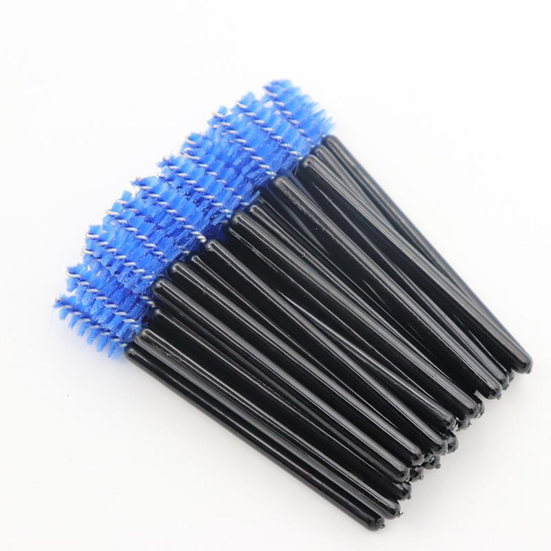 Pack of 50 Disposable Mini Nylon Eyelash and Eyebrow Brushes with Solid Handles