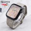 Engraved Floral Silicone Strap for Apple Watch Ultra 2 Band 49mm 45mm 40mm 41mm Bracelet Fashion IWatch Series 9 8/7/6/5/4/3/se