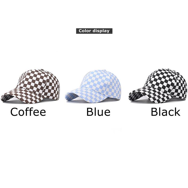 Gorra de béisbol de algodón a cuadros estampada nueva para exteriores, gorra de béisbol a cuadros para exteriores, gorra versátil para exteriores