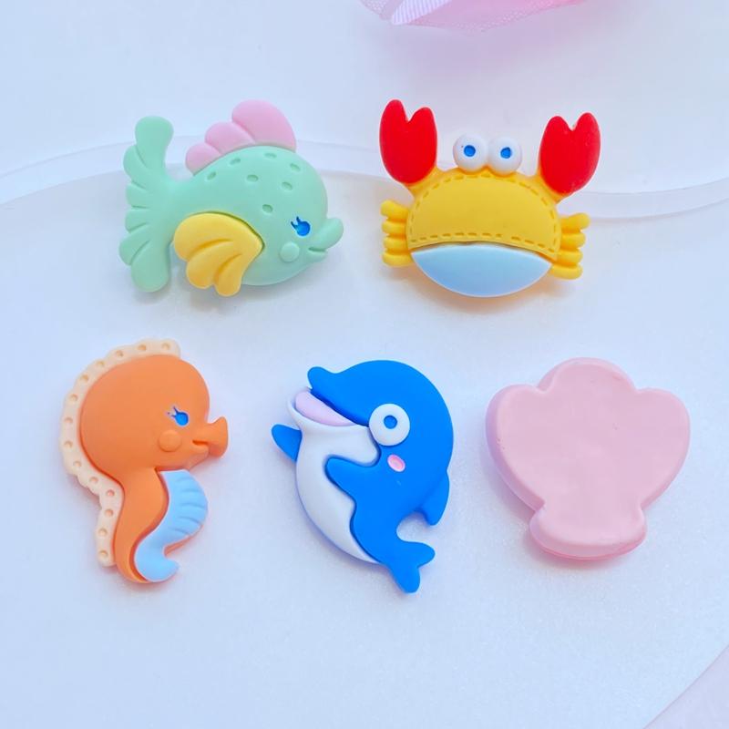 10Pcs New Cute Mixed Mini Marine Animal Series Flat Back Resin Cabochons Scrapbooking DIY Jewelry Craft Decoration Accessorie