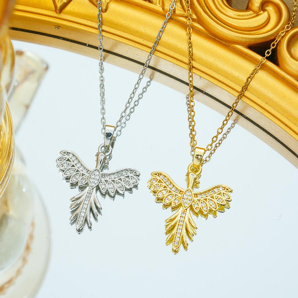 

Full Diamond Phoenix Necklace in Titanium Steel: Elegant Women s Clavicle Chain
