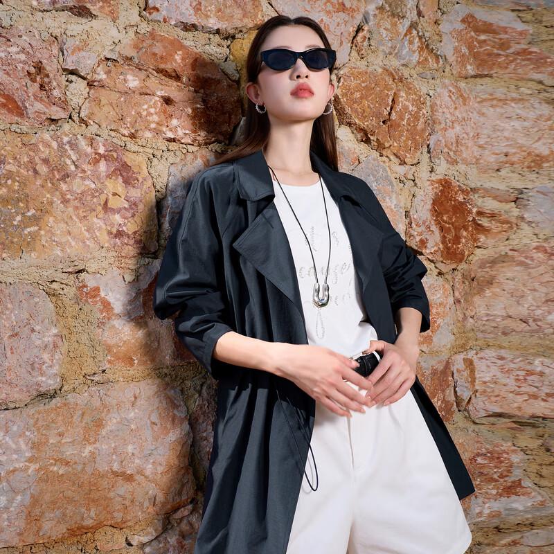 

Sancai Plus Size Women s Autumn Lapel Long Trench Coat XL